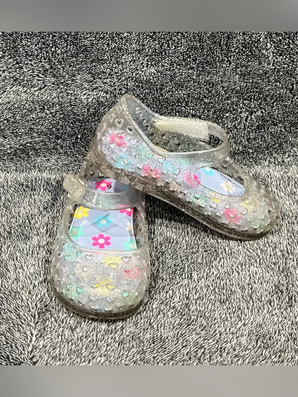 Wonder Nation jelly shoes clear glitter-infused for toddler girls size 6